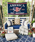 Totally All American 250th Anniversary Flag 3x5 Ft Double Sided Three Layer Fabric We The People 1776 2026 on porch with swing