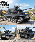 1:18 Tiger RC Tank with metal tracks and BB pellets, turret spins 320°, barrel tilts 20°, full 360° rotation, remote control toy