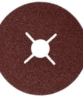 Image of a coarse fiber sanding disc in maroon color, 4.5 inches, for aggressive jobs, part of fifty piece pack.