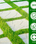 Path made with Three Size Square Stepping Stone Molds Set for Concrete, Reusable Plastic Cement Molds, surrounded by grass.