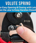 Tabbing Shear 8-1/2 Inch Pro Grade Tool With Precise Ground Blades Ergonomic Grip Handles Easy Open Volute Spring Jaw Latch detail
