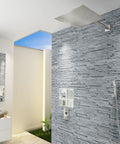 16 Inch Square Rain Shower Head With Ultra Thin Profile High Pressure Waterfall Showerhead In Brushed Nickel 304 Stainless Steel