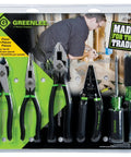 Six Piece Electricians Tool Set For Apprentices With Dipped Grip Pliers And Long Nose Diagonal Cutters Eight Inch, Side Cutting Pliers Too, Durable Taiwan Made Hand Tools For Quick Fixes And Everyday Electrical Work Grab And Go Ready in packaging.