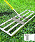Lawn Leveling Rake With Adjustable Stainless Steel Handle, 6.5 Ft Extendable Pole, 30 X 10 Inch Leveling Head For Soil, Yard And Garden, Golf Course Leveling Tool, Easy Assembly, Detachable Pole For Quick Storage.