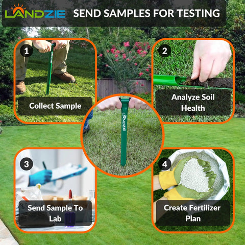20 Inch Soil Probe For Lawn Core Sampling And Soil Testing, Durable 12 Inch Depth Sampler shown in lawn care process