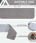 Non Slip Stair Treads 15 Pack Carpet Mats For Indoor Stair Runners 28 By 9 Inches Grey 100 Percent Polyester With TPE Backing Protect Floors And Keep Kids And Pets Safe. Image showing dimensions and design features.