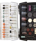 WEN 230282A 282-piece rotary tool kit with carrying case; open case shows drill bits, sanding discs.