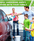 Family washing car with 2 Pack Garden Hose Nozzle Set With Thumb Control Sprayer And Adjustable High Pressure Nozzle