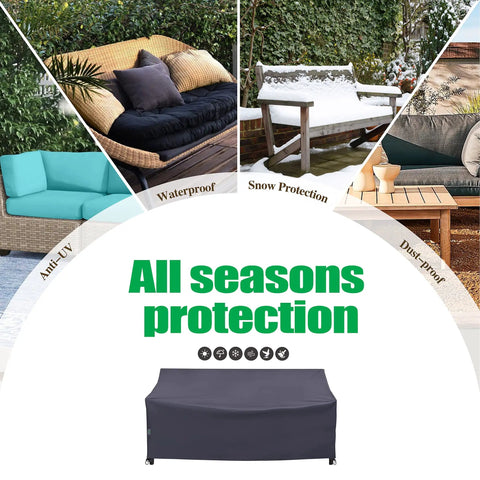 Heavy Duty Waterproof UV Resistant I Shape 3 Seater Patio Sofa Cover with Drawstring Hem and Windproof Adjustable Leg Straps Grey 82"