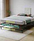 Queen Size 2 Inch Low Profile Bunkie Board With Reinforced Steel Slats And Durable Fabric Cover For Memory Foam Or Innerspring Mattresses Hella Sturdy No Fuss Setup Bedroom Glow Up resting in a modern bedroom setup.
