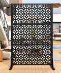Metal Privacy Screen Outdoor 72 Inches Tall Freestanding Privacy Fence With Sturdy Stands Cross Shaped Decorative Panels