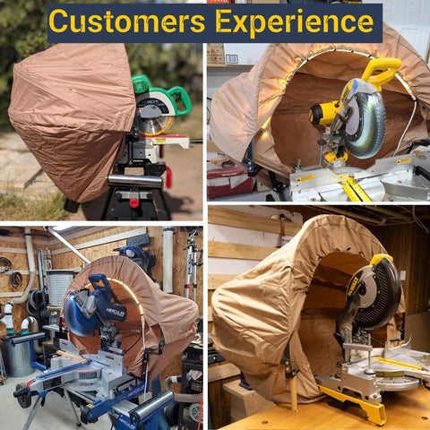 Dust Collection Hood With Led Light For 10 Inch And 12 Inch Miter Saws Universal Fit Heavy Duty Miter Saw Dust Collector Hood With Storage Bag And Quick Setup For Garage Shop And Jobsite Khaki in various setups