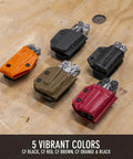 Five Clip And Carry Kydex Multitool Sheath For Wave And Wave Plus Handheld EDC Holster Cover in various colors on wood surface