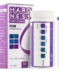 Hard Water Test Kit 0 To 425 PPM Strips For Home Use Drinking Water Well Spa Pool And Water Softener packaging and strip