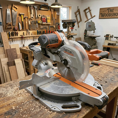Zero Clearance Miter Saw Throat Plate 4 Pack For MS1290LZA And MS1290LZ1, Durable Orange Replacement Insert on miter saw in workshop.