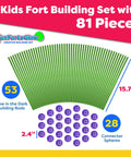 Glow In The Dark Fort Building Kit For Kids 81 Pack With 53 Rods And 28 Spheres STEM Construction Toys diagram.