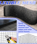 6 Inch By 100 Ft Solar Panel Bird Guard Kit With 100 Fastener Clips showing flexible black mesh and cutting tools