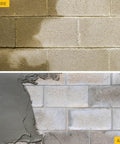 Before and after using Fast Plug Hydraulic Cement For Masonry Cracks And Leaks, Stops Leaks Instantly, 4 lb powder, gray patching results