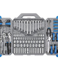 Shop Ready 163 Piece SAE And Metric Mechanic Tool Set With 72 Tooth Ratchets And Wide Socket Range in chrome vanadium steel case