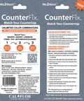Mix2Match Countertop and Backsplash Repair Kit packaging with instructions and color adjustment tips for stone, tile, and wood surfaces.