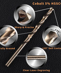 Pro Grade Cobalt Drill Bits 3/16 Inch 20 Pack M35 HSS Built For Steel Stainless Steel Cast Iron Wood And Hard Plastic