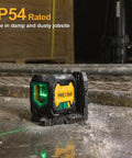Self Leveling Laser Level With 47 Inch Tripod IP54 Rechargeable Green Laser 65 Feet Range 3 Brightness Line Modes Type C Charging Great For Quick Accurate Layouts, IP54 rated on wet floor