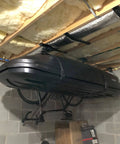 Overhead Garage Ceiling Hoist Ultra Heavy Duty Storage Holds 150 Lbs Pulley Lift System with kayak and bike suspended
