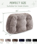 Grey Lumbar Support Pillow For Your Recliner Accent Chair Couch Or Office Chair With Tufted Corduroy Back Cushion, size 20×10×4 in