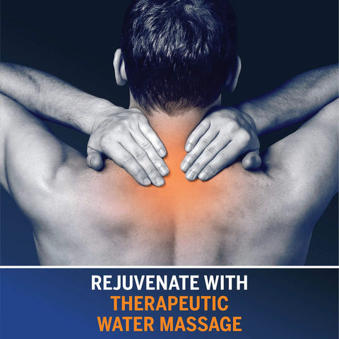Man holding neck, highlighting pain relief from High Pressure Powerpulse Massage Handheld Shower Head with 7 Spray Settings and 5 Foot Hose.