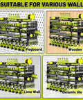 Heavy Duty Five Layer Power Tool Organizer Wall Mount With Eight Drill Holders And Cordless Tool Hanger Storage Rack for various wall types
