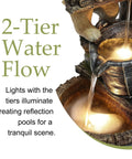 Close-up of Totally Cute Puppy Dog Outdoor Water Fountain With LED Lights Resin Farmhouse Style Waterfall Fountain 25 Inch Tall