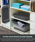 Big 25 Inch Collapsible Laundry Basket With Dual Comfort Grip Handles ultra-slim design stored in closet shelves