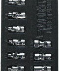 Top view of UJET400 Universal Joint ETorx Set in black tray, chrome moly steel, 9-piece, for auto repairs in tight spaces