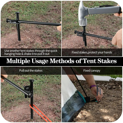 Heavy Duty Forged Steel Tent Stakes 8 Inch Kit With Storage Bag 8 16 32 Pack Camping Gear multiple tent stake usage methods