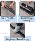6 Ft Floor Cord Cover Cable Protector for Office Home and Outdoor Use, showing easy cable insertion, flexibility, and durability.