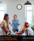 Group of friends enjoying LED Light Bulbs 60W Equivalent A19 Frosted Easy Install Eight Point Five Watt 800 Lumens Bright White