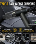 Cordless Mini Car Vacuum Handheld Cleaning Kit With Brushless Motor Type C Rechargeable Lil Blower in car interior.