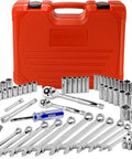 Pro Grade 122 Piece Mechanics Tool Set With Sockets And Ratchets In SAE And Metric For Auto And Home Repairs Built With Chrome Vanadium Steel