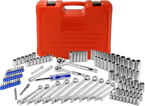 Pro Grade 122 Piece Mechanics Tool Set With Sockets And Ratchets In SAE And Metric For Auto And Home Repairs Built With Chrome Vanadium Steel