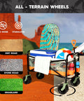 Heavy-Duty Collapsible Beach Wagon With All Terrain Wheels And Large Storage packed with gear on sandy beach