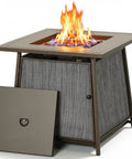 50,000 BTU Propane Fire Pit Table, 28 Inch Square, 2 In 1 Outdoor Fire Pit With Lid, Converts From Dining Table To Cozy Gas Fire Pit