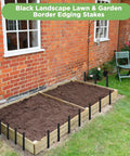 24 Piece 12 Inch Heavy Duty Landscape Lawn Garden Border Stakes Set Black Plastic Stakes securing garden edging