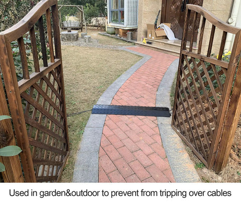 Medium Floor Cord Cover And Cable Ramp Drop Over Trak Protector for office and warehouse on outdoor path with gate