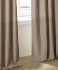 Farmhouse Tan Brown Linen Curtains 102 Inches Long 2 Panels With Pinch Pleat Drape Hooks And Rings For Track System Thick 380 GSM Linen Blend