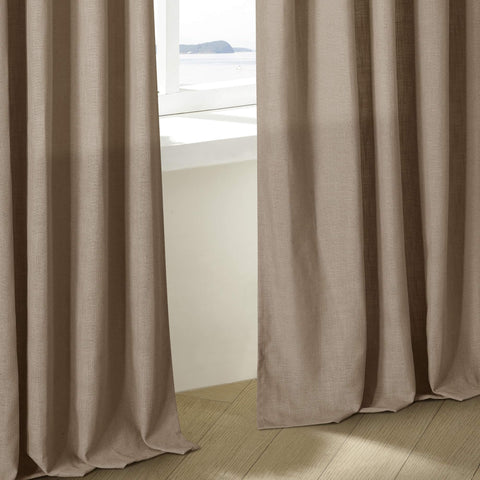 Farmhouse Tan Brown Linen Curtains 102 Inches Long 2 Panels With Pinch Pleat Drape Hooks And Rings For Track System Thick 380 GSM Linen Blend