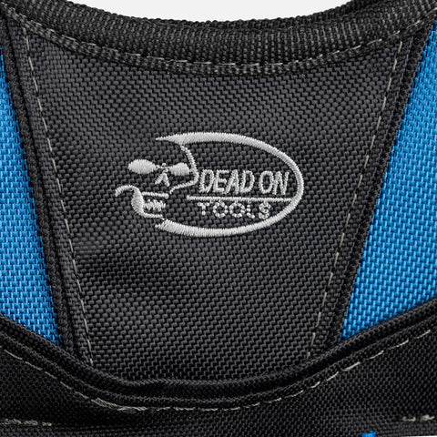 Close-up of logo on Pro Grade Heavy Duty Utility Pouch With Multiple Pockets Built In Knife Slot 59 Inch Belt And Three Way Carry System
