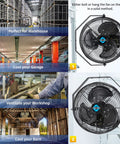 Beefy 12 Inch Outdoor Water-Resistant High-Velocity Wall Mount Fan IPX4 Weatherproof Metal Construction 3 Speed cETL