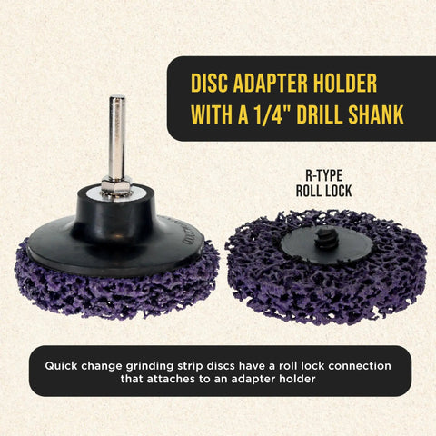 11 Piece 3 Inch Diameter Abrasive Stripping Brush Wheel Set With 10 Quick Change Discs and 1/4 Inch Drill Backing Pad