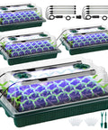 4 Pack Seed Starter Tray With Grow Light, 80 Cell Indoor Greenhouse Seed Starting Kit With Humidity Dome, Full Spectrum LED