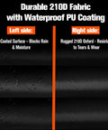 Waterproof Adult Tricycle Cover for 3-Wheeled Bikes and Recumbent Trikes Outdoor Indoor Dustproof Windproof UV Protection Heavy-Duty 210D Oxford PU Coated Fits Most Trikes 75L x 30W x 44H Black material comparison showing PU-coated 210D fabric
